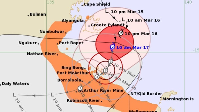 Cyclone Megan has been downgraded to a category 1 and will track west. Picture: Weatherzone