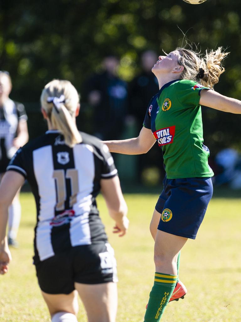 Belynda Murphy of Highfields against Willowburn in FQPL Women Darling Downs Presidents Cup football at West Wanderers, Sunday, July 24, 2022. Picture: Kevin Farmer