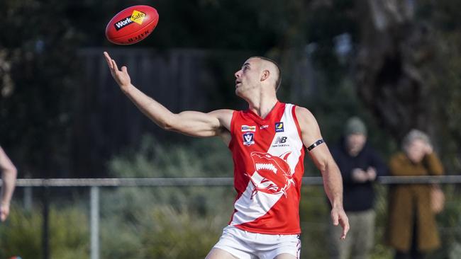 Myles Poholke capped a best-on-ground display with two goals for Sorrento on Saturday. Picture: Valeriu Campan