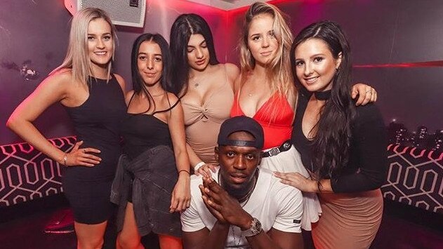 Usain Bolt in a picture released by Surfers Paradise nightclub Sin City to its Instagram page of him in the venue during the Commonwealath Games.