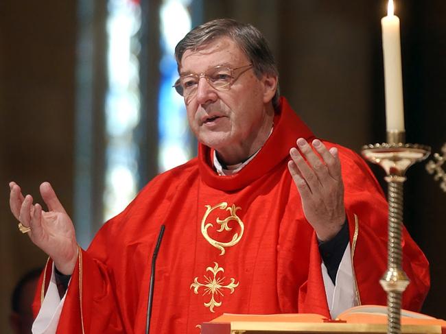 The then Archbishop of Sydney, Cardinal George Pell celebrates a special mass in Sydney's St. Mary's Cathedral.