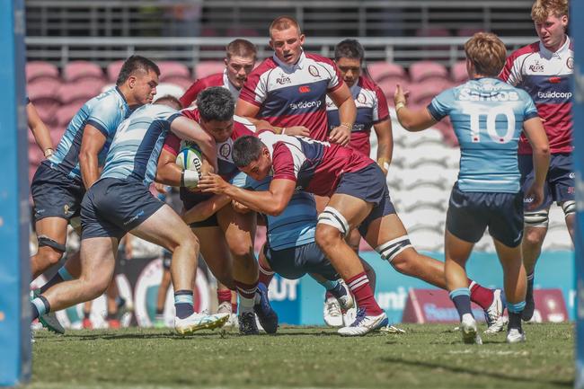Kingbenjamin Swirling. Action from the Queensland Reds and New South Wales Waratahs academy bout. Picture: Stephen Archer.