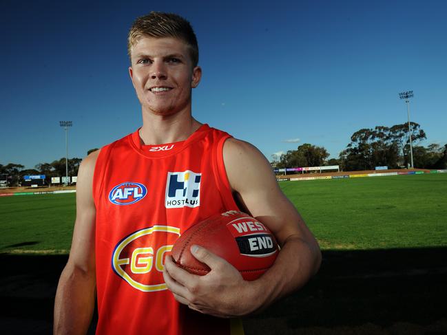 03/12/14 - Central District's Josh Glenn has been rookie-listed by the Gold Coast Suns.  Pictured with at Playford Oval in Elizabeth.Photo Tom Huntley