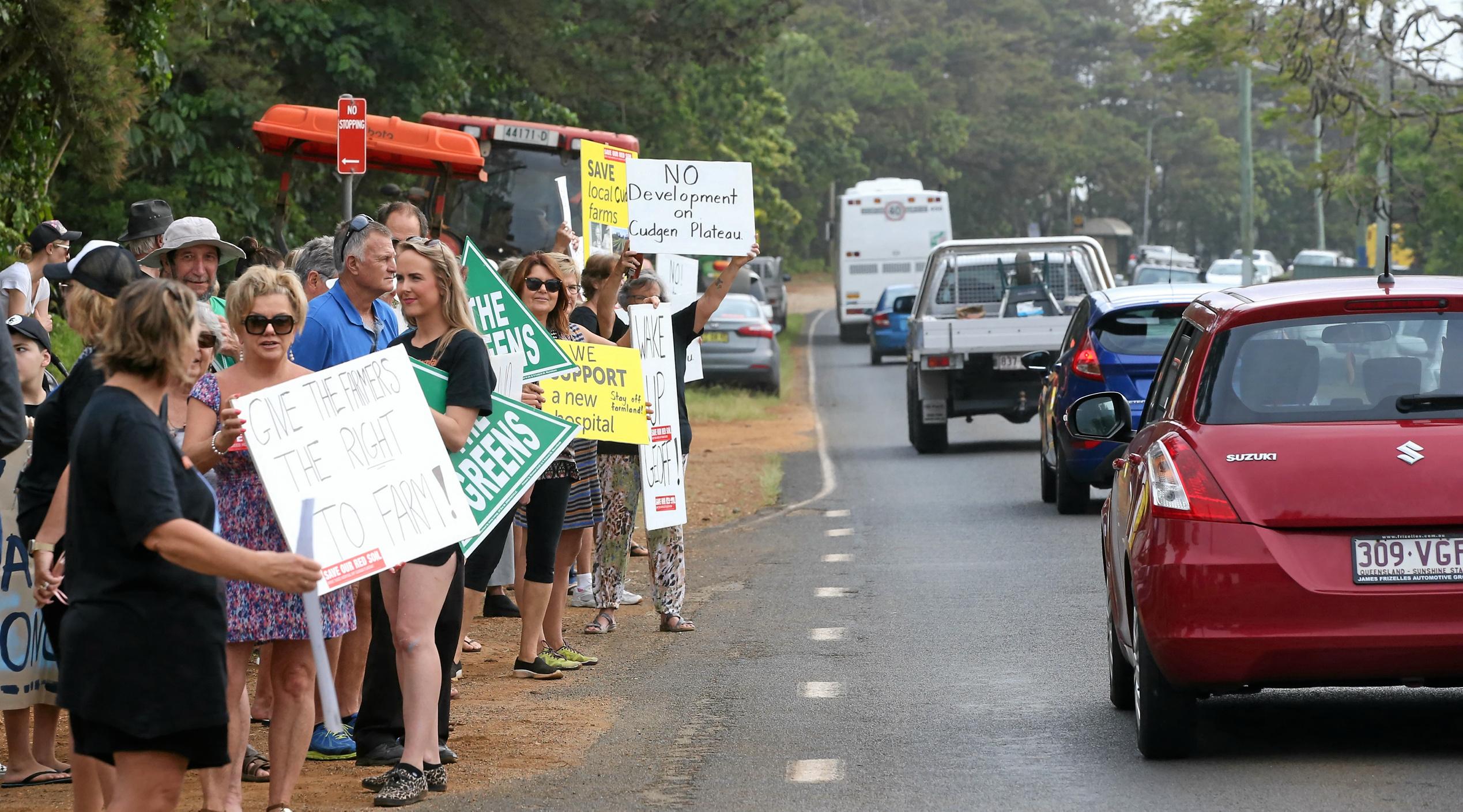 protest outside the site of the new Tweed Valley Hospital at Cudgen. Photo Scott Powick. Picture: Scott Powick