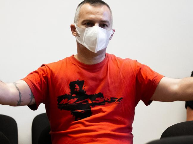 Hrvoje Sabic, accused of stabbing four people in the Tropic Nightclub in Split, in court in Croatia on Tuesday May 26.