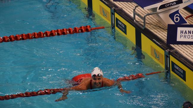 Tahlia Dilkes after racing at the Hancock Prospecting Australian Swimming Championships. Picture supplied.