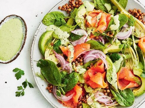 Smoked salmon salad.