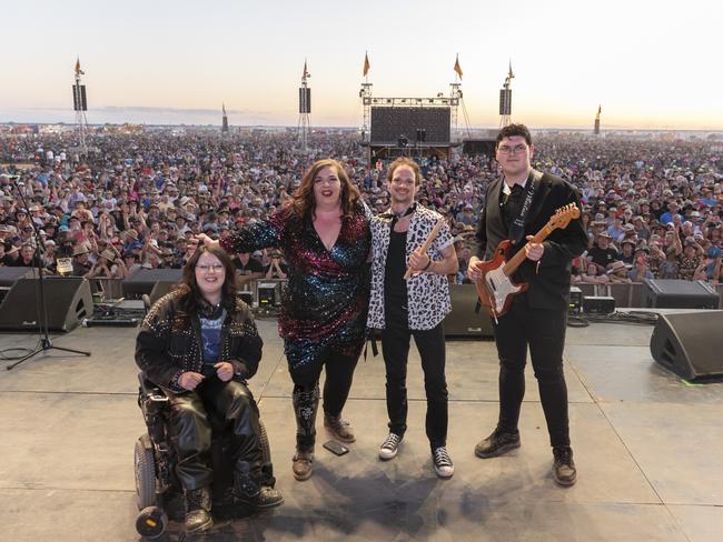 Sync or Swim band on stage at Mundi Mundi Bash for Headliners ABC series. Picture: Supplied/ABC