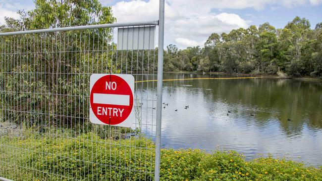 Fencing around Black Swan Lake. Picture: Jerad Williams