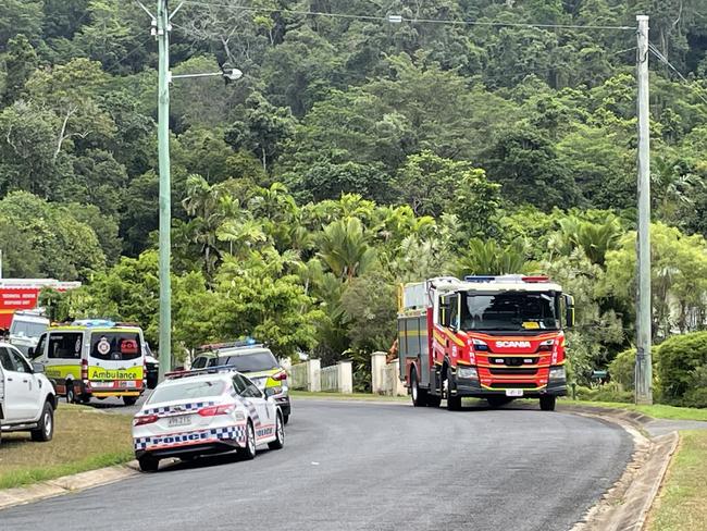 Emergency services parked in Waterfall Close, Edmonton, for the rescue of a teenager who reportedly fell from Isabella Falls on December 7, 2023.