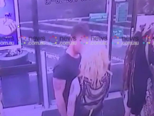 CCTV captured the moment Evie Amati casually strolling into 7-Eleven before walking up to Ben Rimmer’s face.