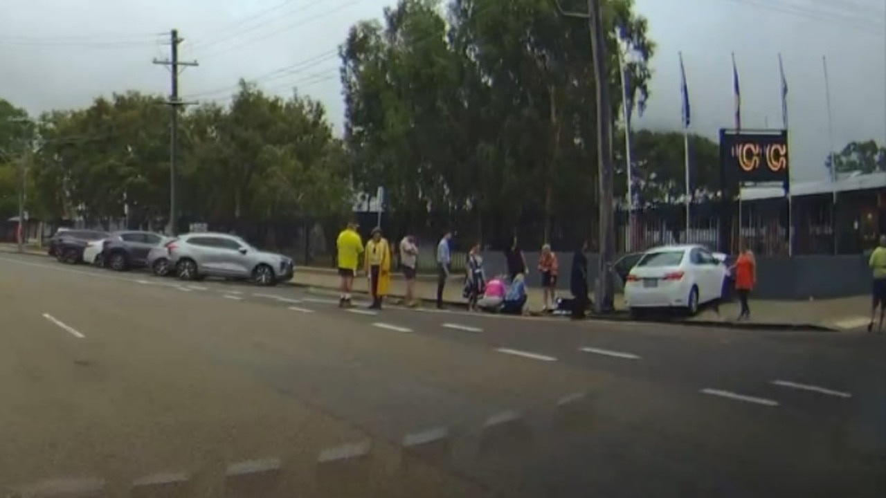 Members of the public rushed to help two teens involved in crash in front of Heatley State High School. Picture: Supplied.