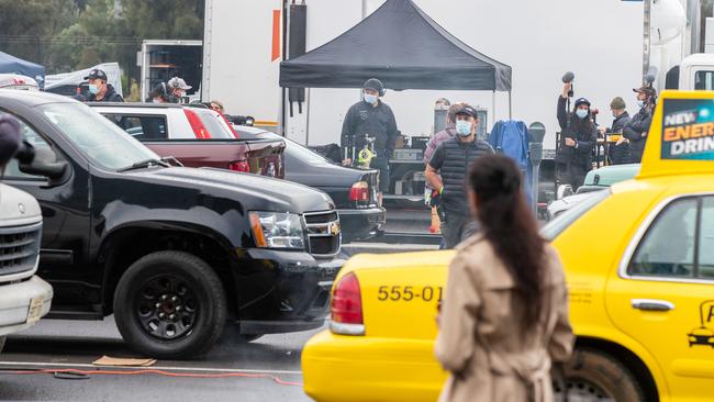 Earlier this week, Bay St was shut down and transformed into frantic LA street. Picture: Getty Images