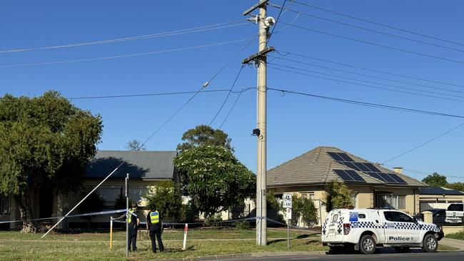 Police at the scene of the alleged crime in Mildura