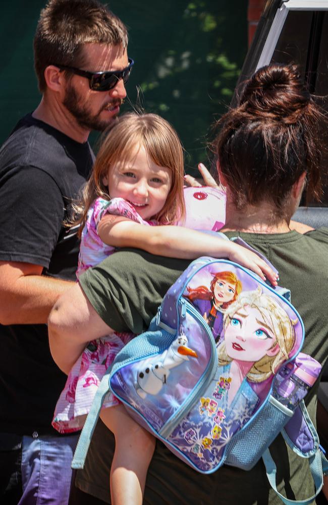 Cleo Smith with her mother, Ellie, and stepfather, Jake Gliddon. Picture: Colin Murty