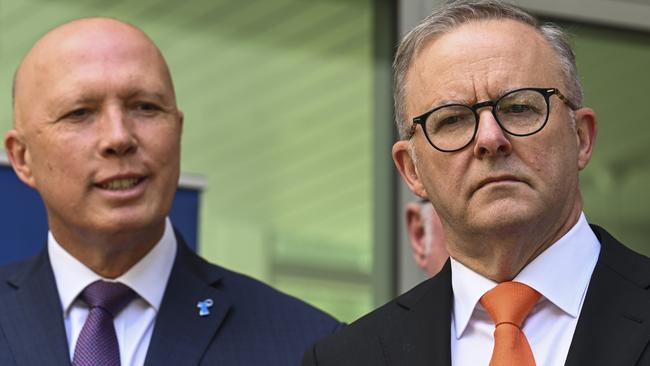 Opposition Leader Peter Dutton and Prime Minister Anthony Albanese. Picture: NCA NewsWire / Martin Ollman