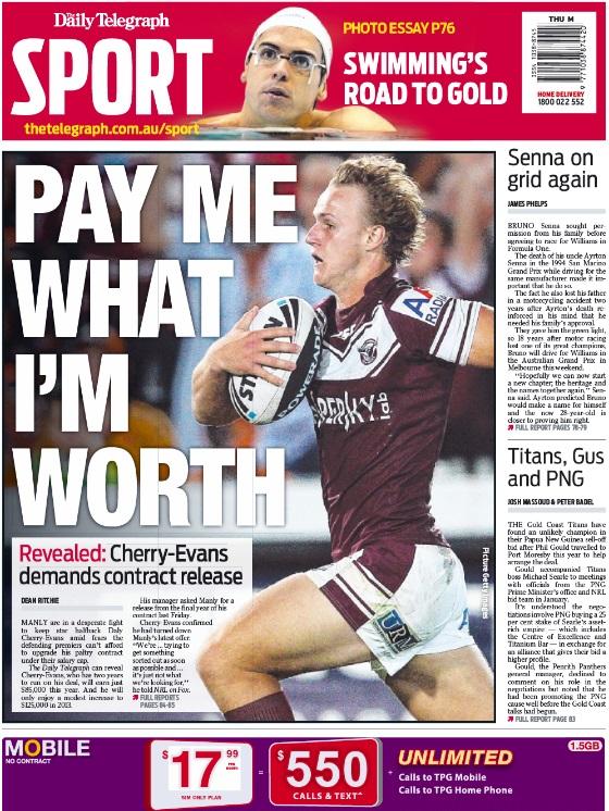 The Daily Telegraph back page that enraged Watmough.