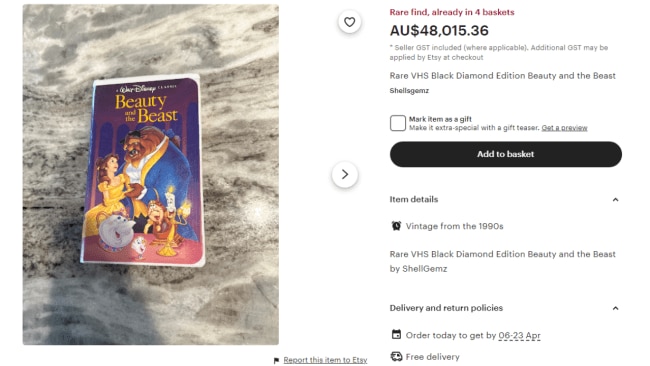 Beauty and the Beast on VHS. Source: Etsy