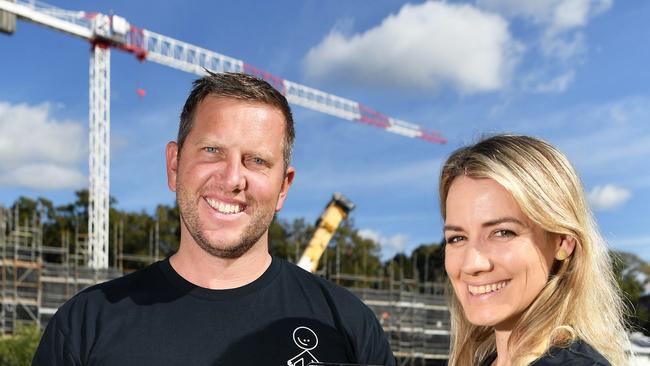 Cameron and Ashley Hodges are launching a new app that will help tradies manage their payments. Picture: Patrick Woods.