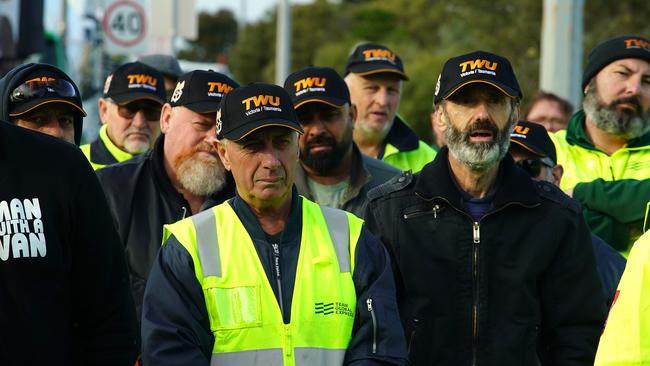 TWU protesters in Melbourne. Picture: NCA NewsWire/Luis Enrique Ascui.