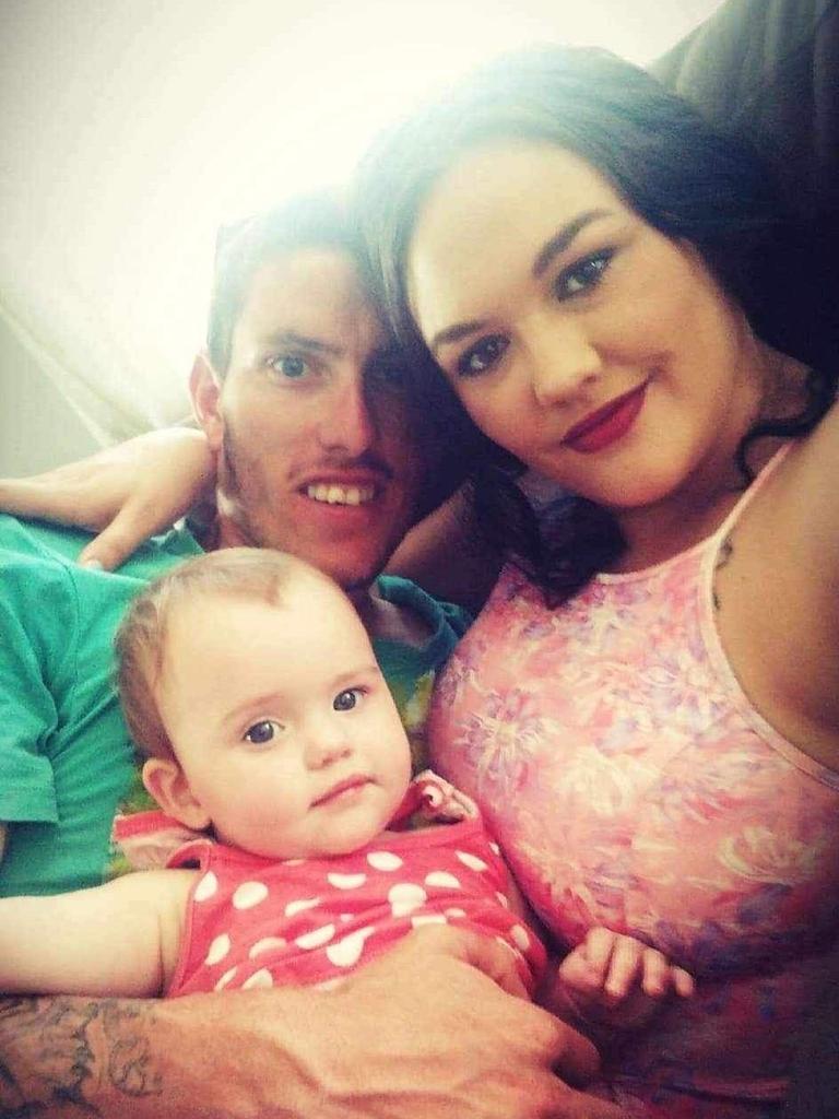 Lachlan Francis with his former partner Emily Burns and one of their children.