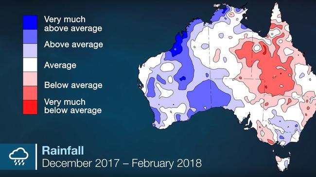 The west coast had above average rainfall this summer. Picture: Bureau of Meteorology