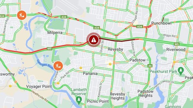 One westbound lane remains closed as of 10am. Picture: Live Traffic NSW