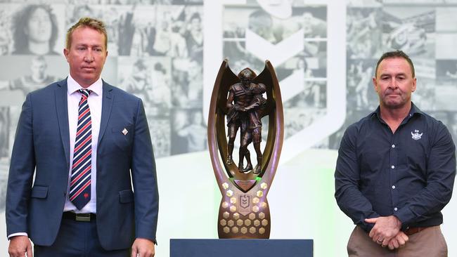 Ricky Stuart refused to look at Trent Robinson during a grand final media day. Picture: AAP Image/Dan Himbrechts