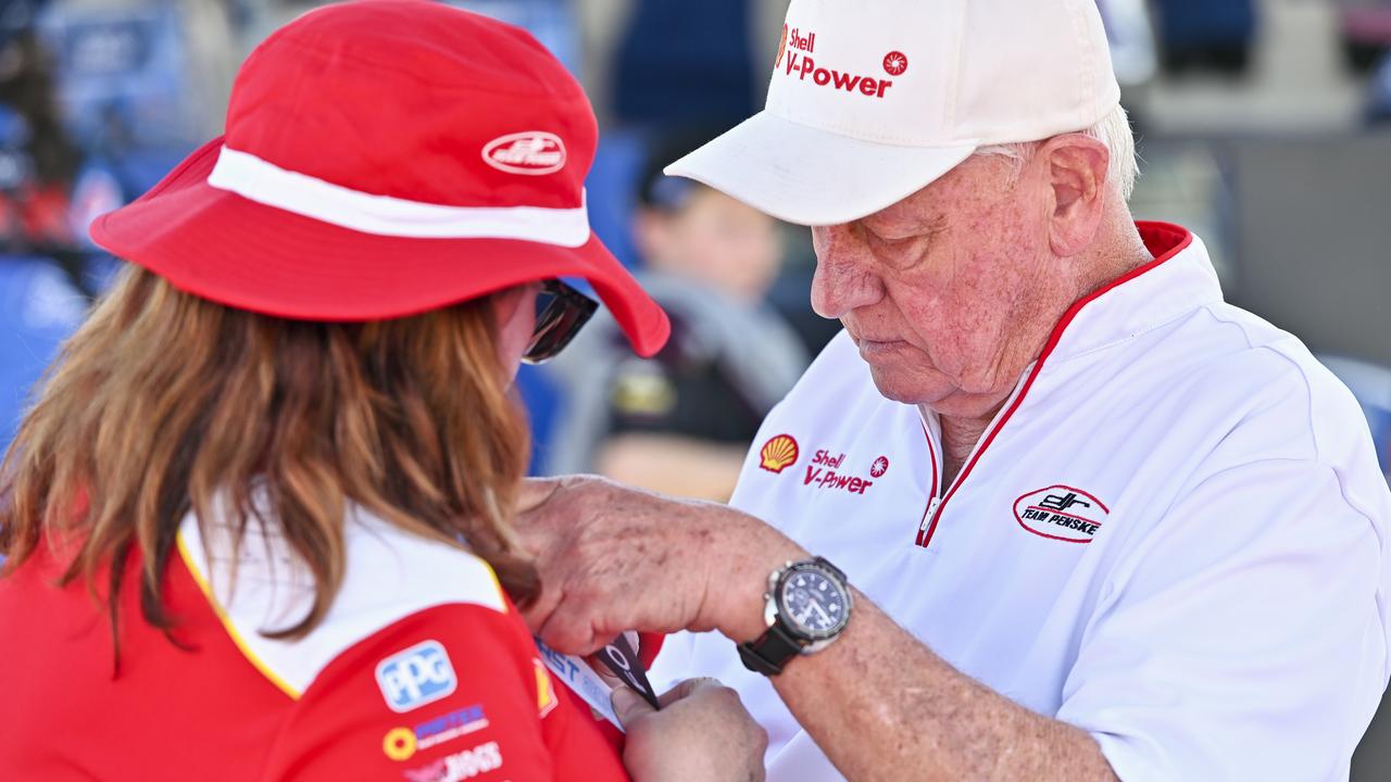 Motorsport legend Dick johnson meets with fans at the 2019 Supercars event at Queensland Raceway.