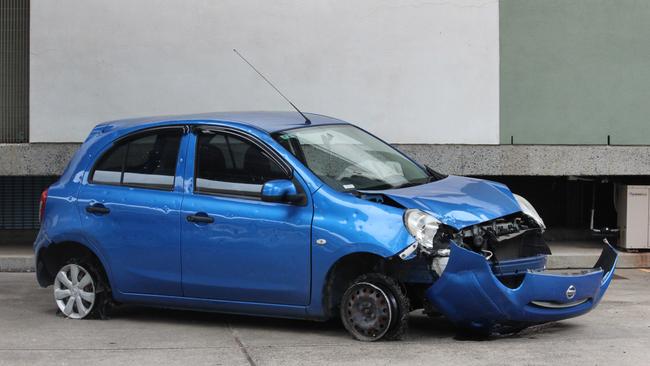 A driver continued to evade police after having two tires blown by road spikes.