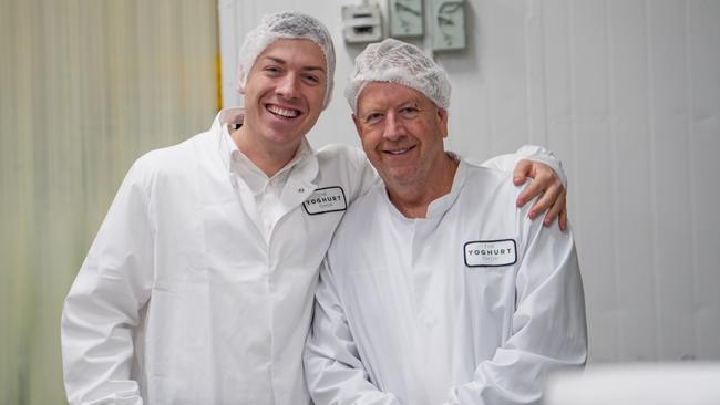 The Yoghurt Shop chief operating officer Brandon Reynolds, left, with chief executive Simon Reynolds. Picture: Supplied by The Yoghurt Shop