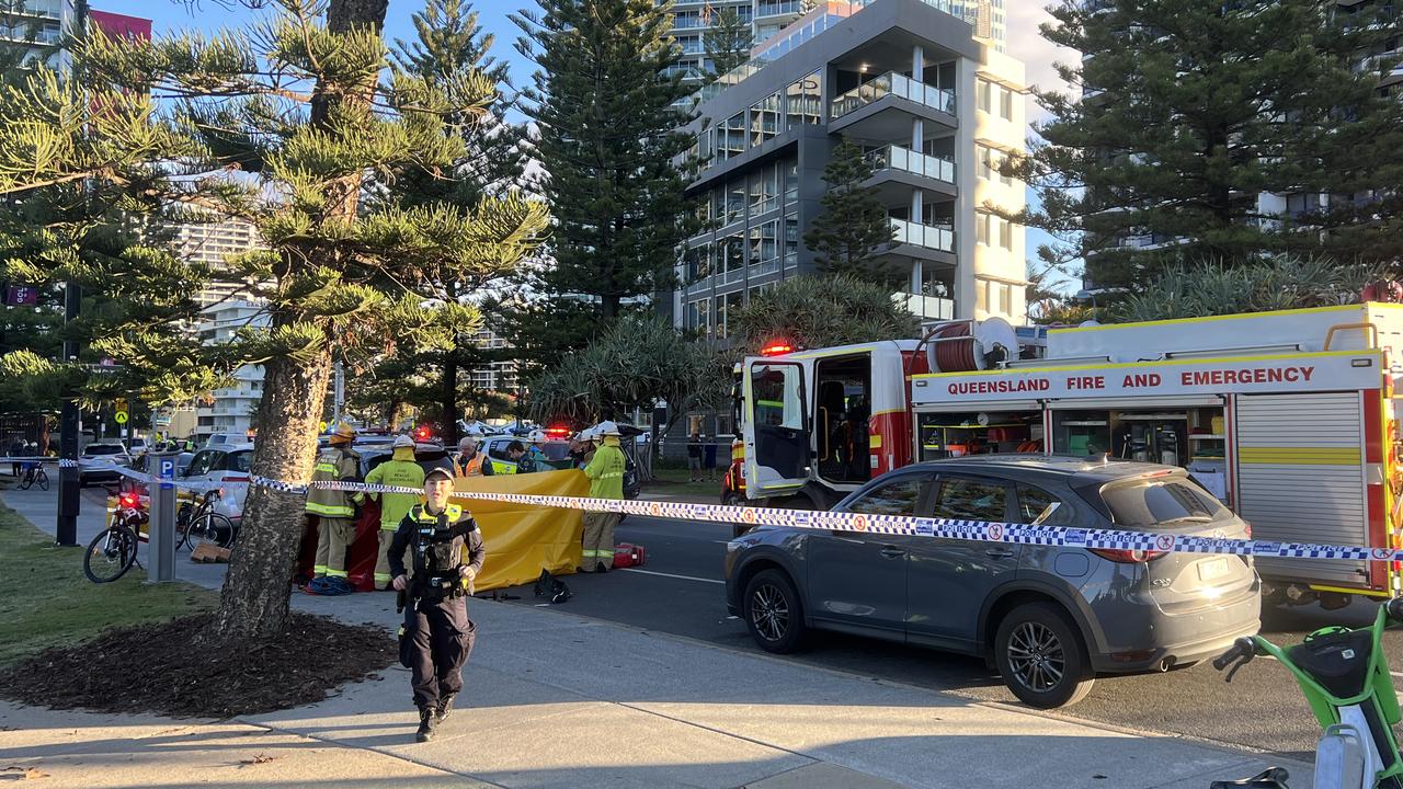 Scene of the accident on Trickett St in Surfers Paradise. Picture: Josh Payten
