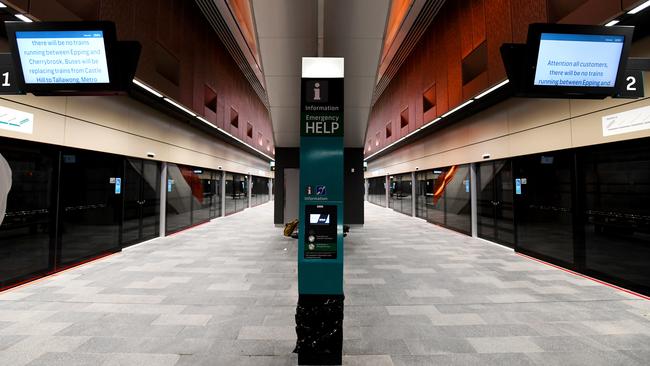 Platforms have floor to ceiling safety screen doors, which will open when the train has arrived, preventing anything from falling on the track. Pictures: Tracey Nearmy