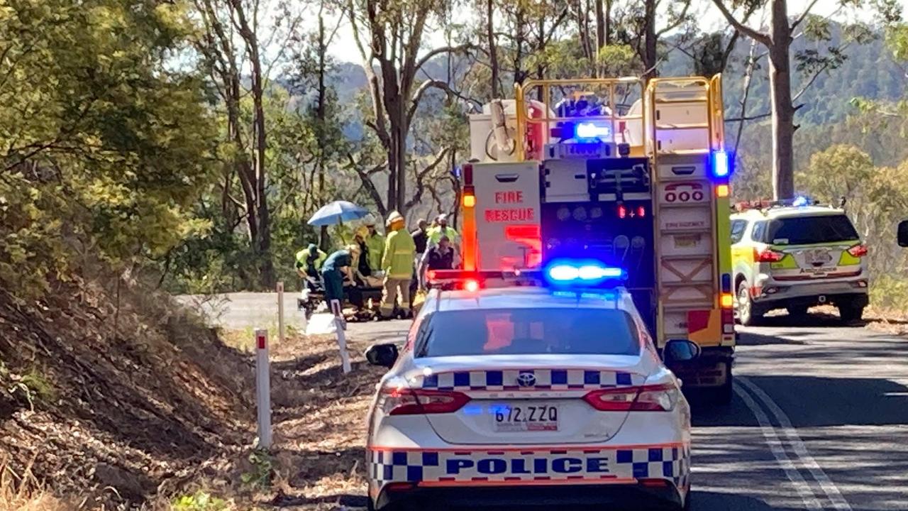 A rescue helicopter has been called to the scene of a suspected motorbike crash at Downsfield in the Gympie region on Friday, August 6, 2021. Pictures: Scott Kovacevic