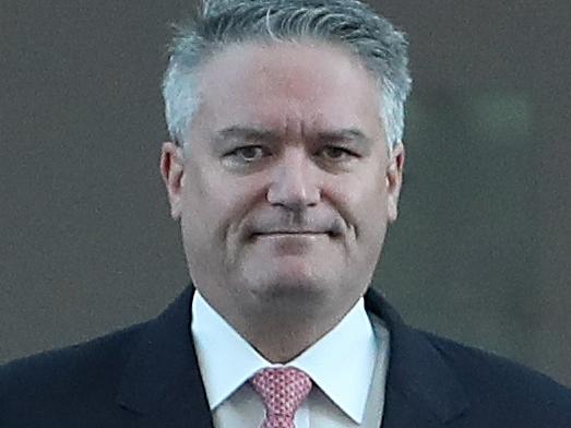 Minister for Finance Senator Mathias Cormann speaking at a doorstop at Parliament House in Canberra. Picture Kym Smith