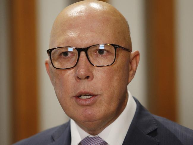 Opposition Leader Peter Dutton was lukewarm in his welcome of Sam Mostyn’s appointment. Picture: John Appleyard