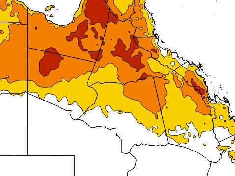 The Bureau of Meteorology's three-day heatwave forecast for Queensland. Picture: BoM