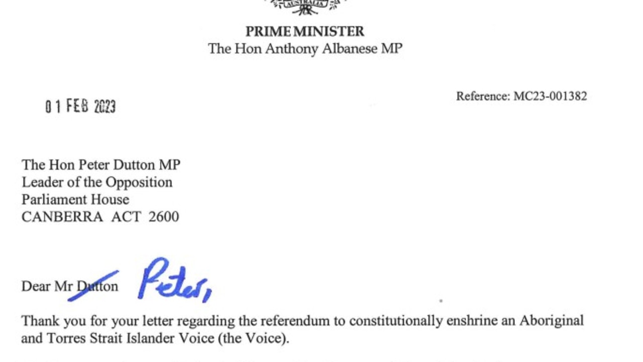 Mr Dutton’s letter to the Prime Minister. Picture: Supplied