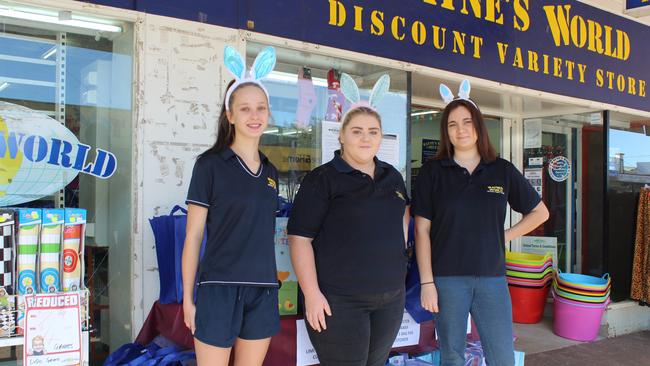 Easter bunnies at Wayne's World Ruby Barratt-Coates, Bella Louise and Natalie Weier on Easter Sunday, April 12. Photo: Laura Blackmore