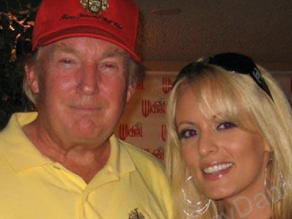 Donald Trump with Stormy Daniels in 2006, in a photo she uploaded to her MySpace account. Picture: Supplied