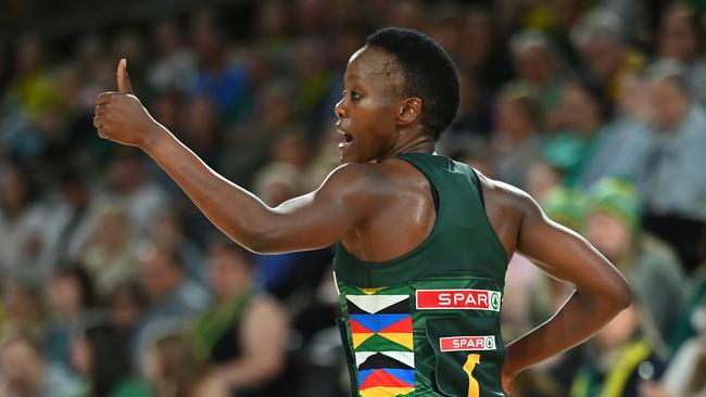 South Africa fought back in the second quarter with a flurry of goals, before the Diamonds defence regained control of the match. Picture: Getty Images