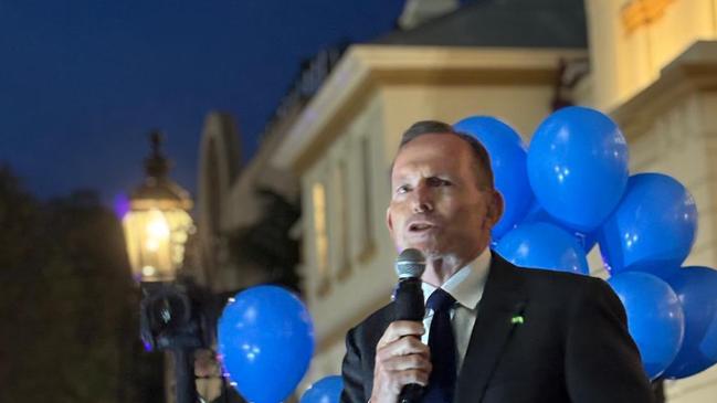 Former prime minister Tony Abbott speaks at an anti-abortion rally outside NSW parliament. Picture: Facebook