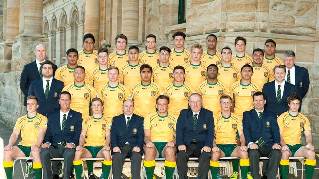 Australian rugby union player Andrew Vatuvei (top row, third from right) with the 2014 Australian Schoolboys. Photo supplied