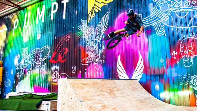 Collin Nevin, of Adelaide, tries out the skate park at Pumpt in Marleston. Source: Supplied