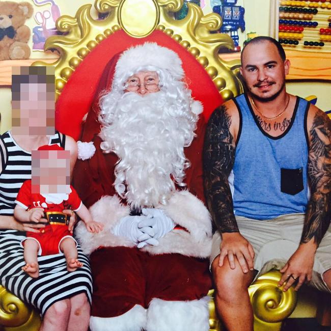 Accused killer Ashley Gaddie with his son and former partner (dated 2015). Picture: Facebook