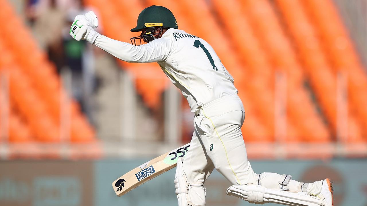 Usman Khawaja Australia celebrates after scoring his century. (Photo by Robert Cianflone/Getty Images)