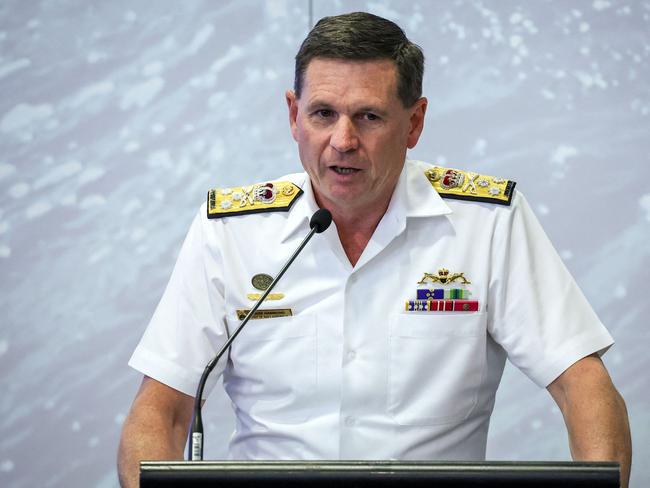 Chief of the Royal Australian Navy Vice Admiral Mark Hammond speaks during the The Indo Pacific International Maritime Exposition in Sydney on November 9, 2023. (Photo by DAVID GRAY / AFP)