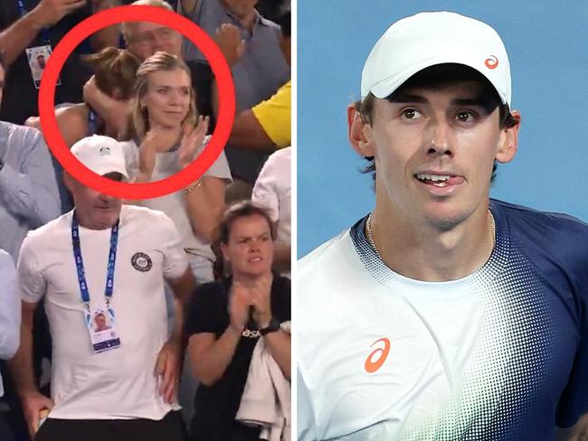 Alex de Minaur's mum was all of us. Photo: Channel 9.