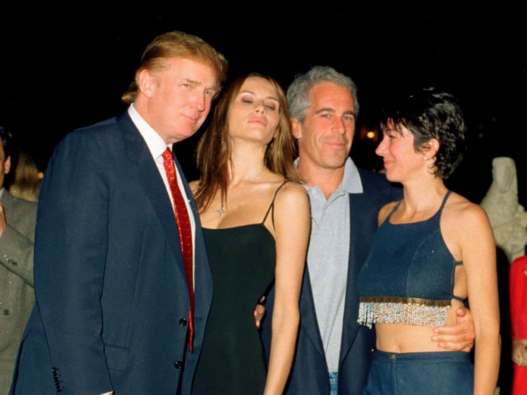 Donald and Melania Trump pictured with Jeffrey Epstein and British socialite Ghislaine Maxwell at the Mar-a-Lago club in Palm Beach, Florida.