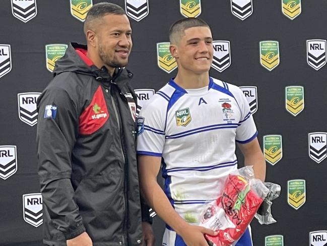 Jett Cleary after winning player of the match in the game against the COmbined Affiliated States.